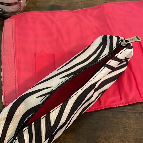 NEW Zebra Print with Pink on Inside Cosmetic Brush Holder and Bag!  PERSONALIZE! - Picture 6 of 7